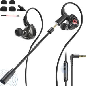 BlueFire Wired Gaming Earbuds with Microphone, Deep Bass in-Ear Monitors Earphones, HiFi Noise Cancelling Headphones for Music Gaming Video Calling